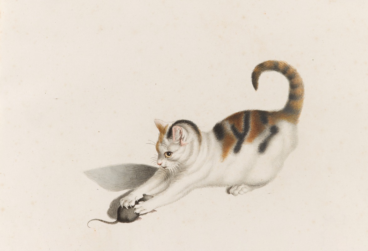 Katze, eine Maus ergreifend by Готфрид Минд — digital art print download