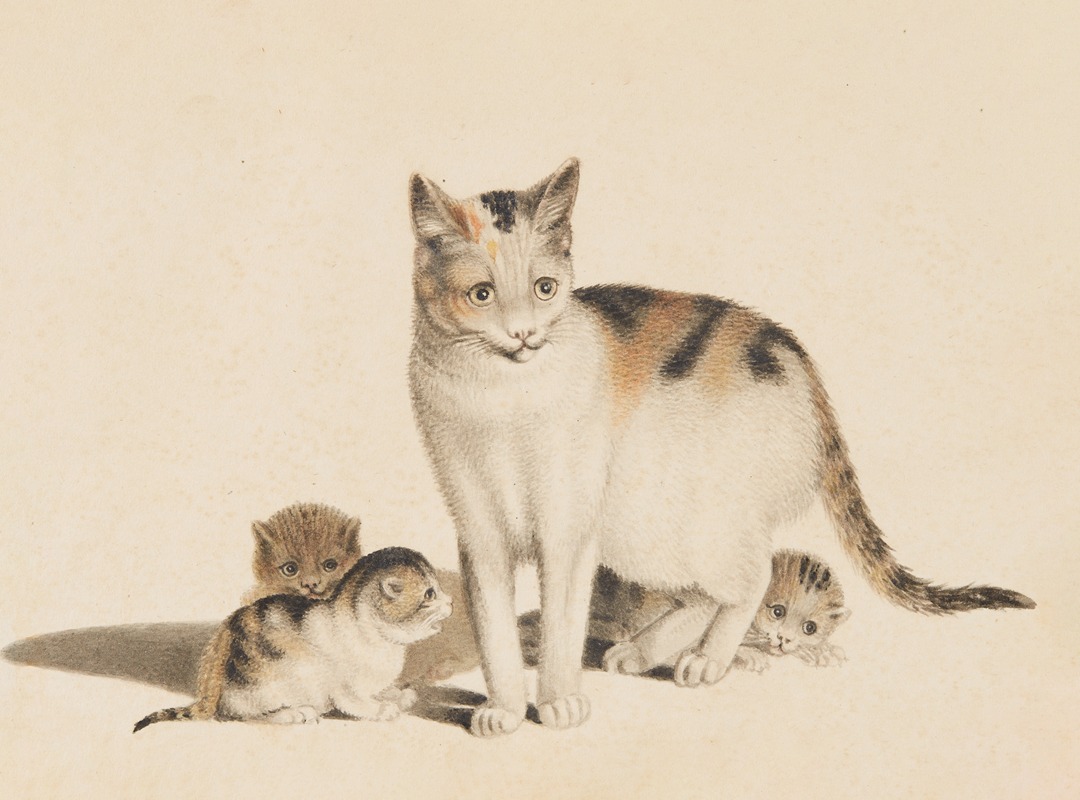 Mutterkatze und drei Junge by Готфрид Минд — digital art print download
