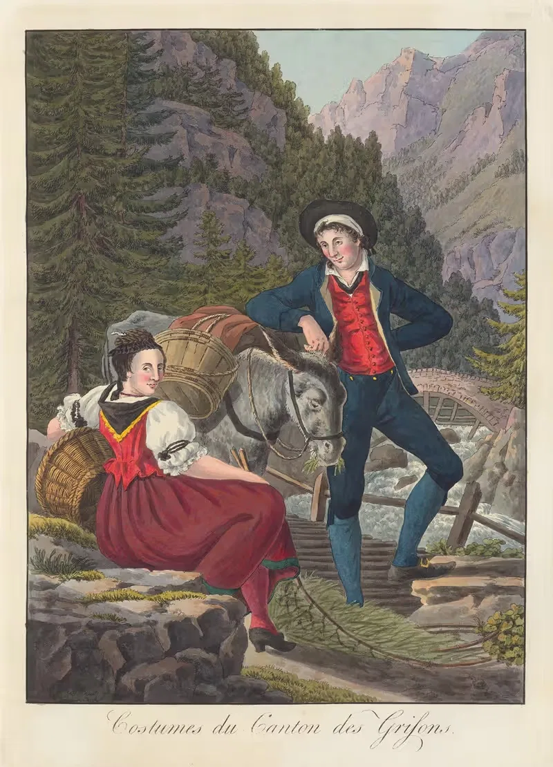 Костюмы Кантон Граубюнден by Жозеф Рейнхарт, 1808 — digital art print download