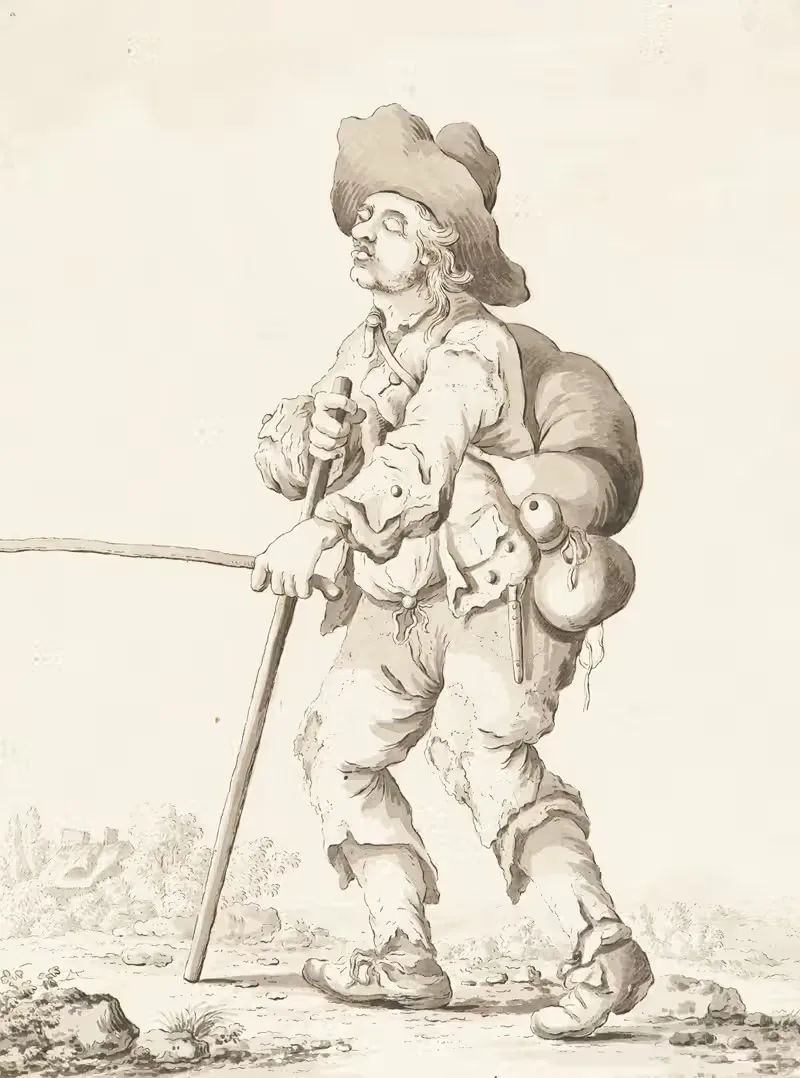 Нищий с палкой для слепых by Марквард Вохер, 1778 — digital art print download