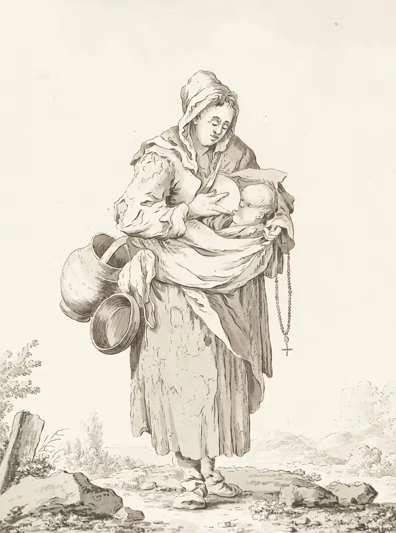 Нищая с ребенком by Марквард Вохер, 1778 — digital art print download