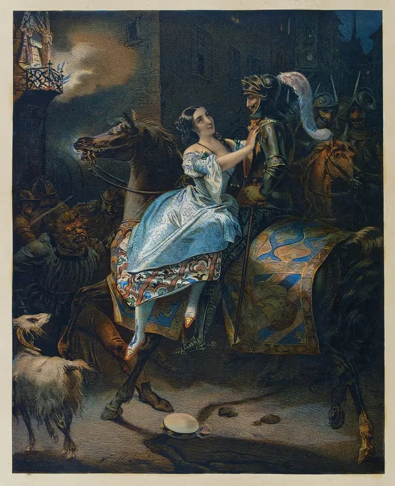 Эсмеральда и Феб by Николя Эсташ Маурен, 1834 — digital art print download