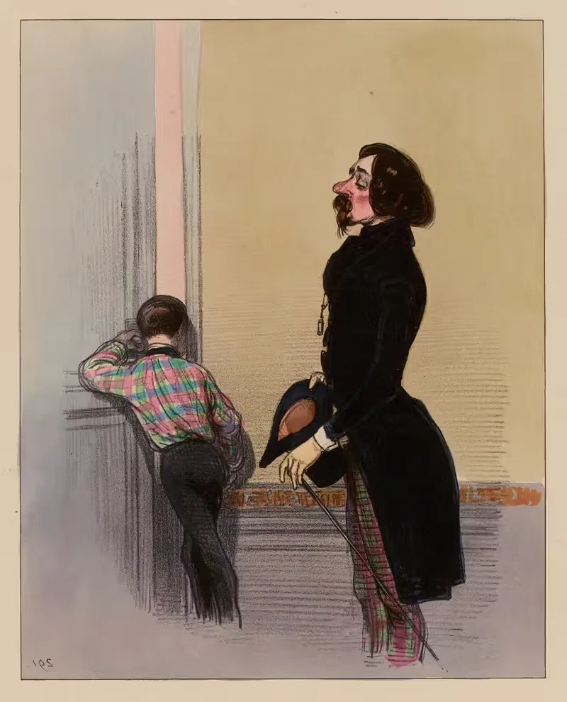 Maman c'est Mosieu.. tu sais, ce Mosieu qui a ce nez — Paul Gavarni
