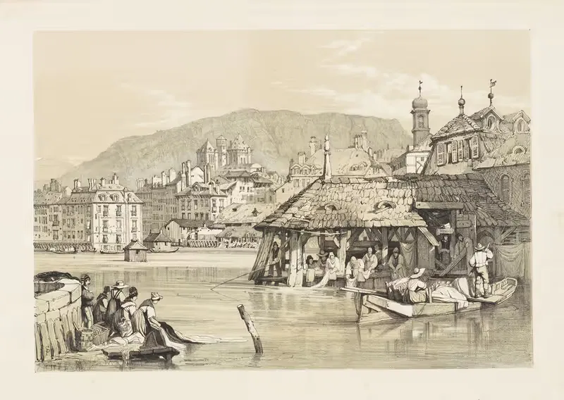 Geneva from the Rhone by Samuel Prout — digital art print download