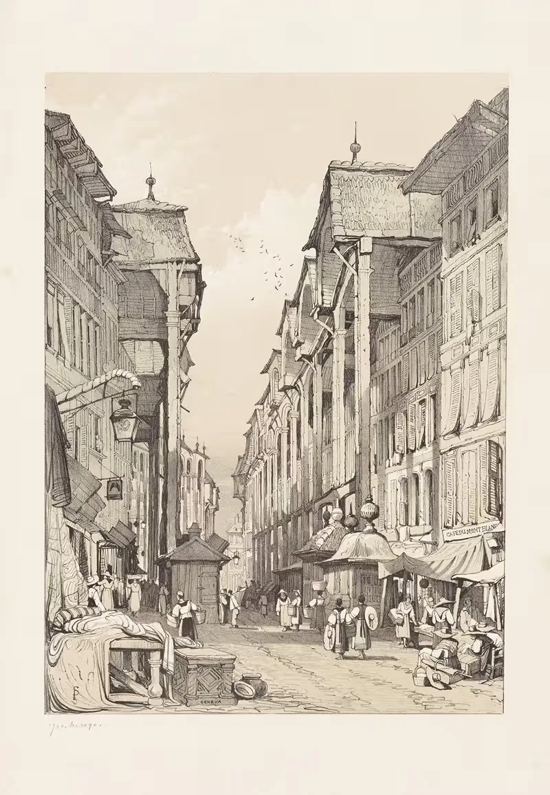Уличная сцена в Женеве by Самуэль Прут, 1839 — digital art print download