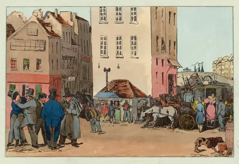 Площадь Грев в 1827 году by Феликс Фортюне Деларю — digital art print download