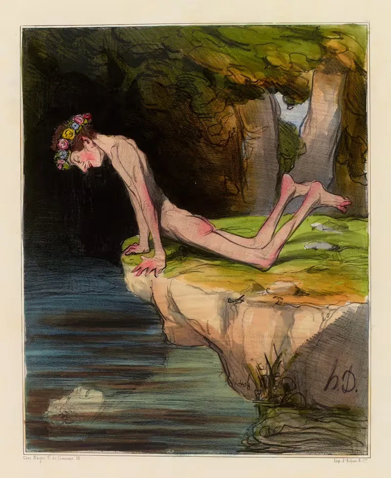 Красивый Нарцисс by Оноре Дома, 1833 — digital art print download