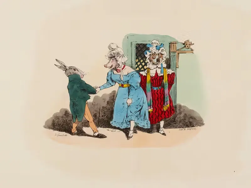 Ecoute donc mon petit lapin by J. J. Grandville, 1828-1829 — digital art print download