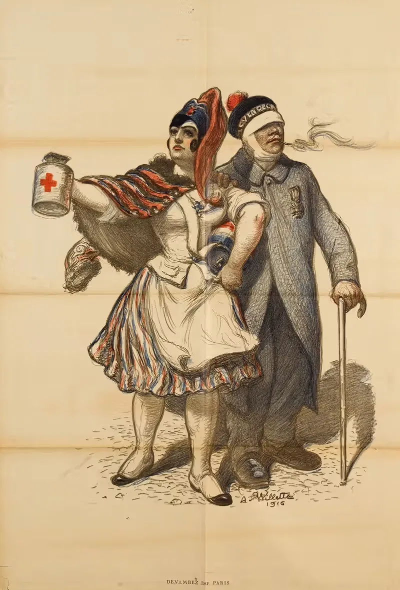 Раненый солдат и кухарка by Адольф Леон Виллет, 1916 — digital art print download