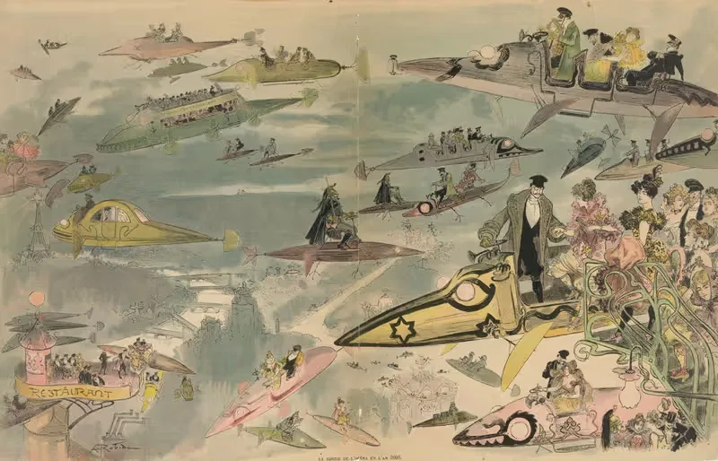 Le Sortie de l'opéra en l'an 2000 by Albert Robida, 1902 — digital art print download