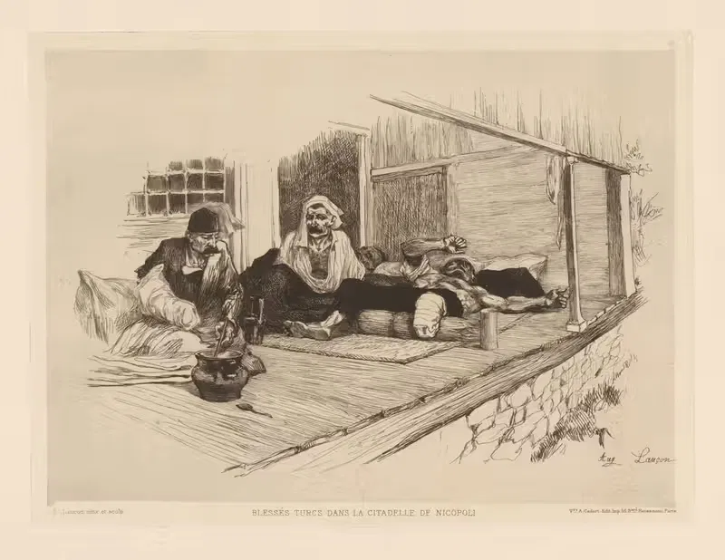 Blessés Turcs dans la citadelle de Nicopoli — Auguste Andre Lançon