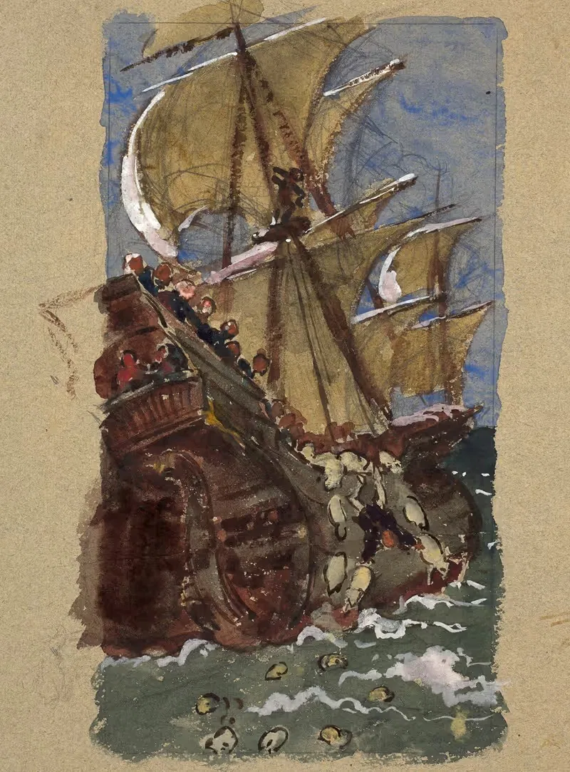 Les moutons de panurge, after Rabelais — Félix Bracquemond