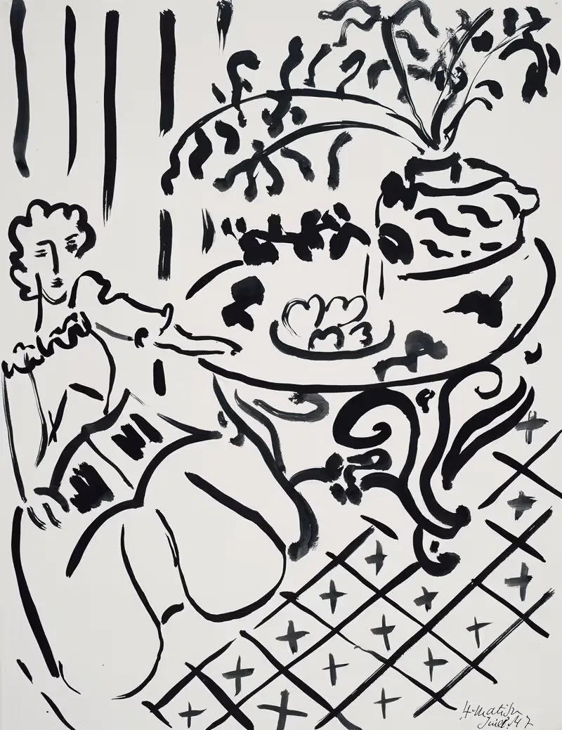 Девушка, сидящая за столом by Анри Матисс, 1947 — digital art print download