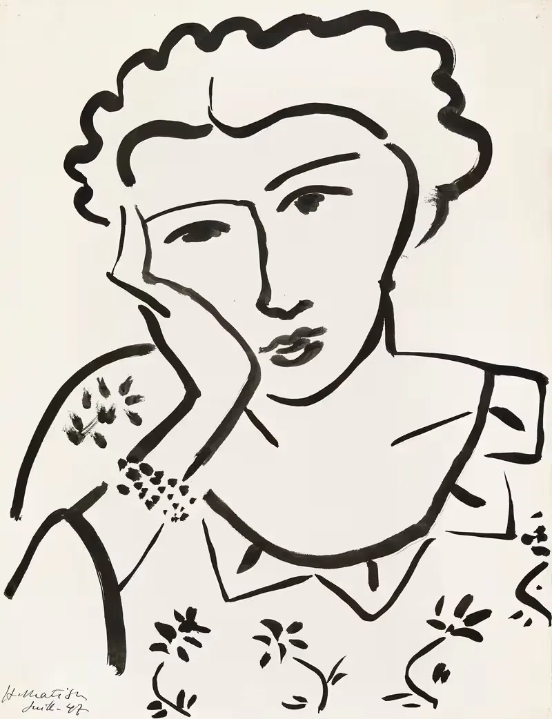 Молодая девушка, прислонившаяся к руке by Анри Матисс, 1947 — digital art print download