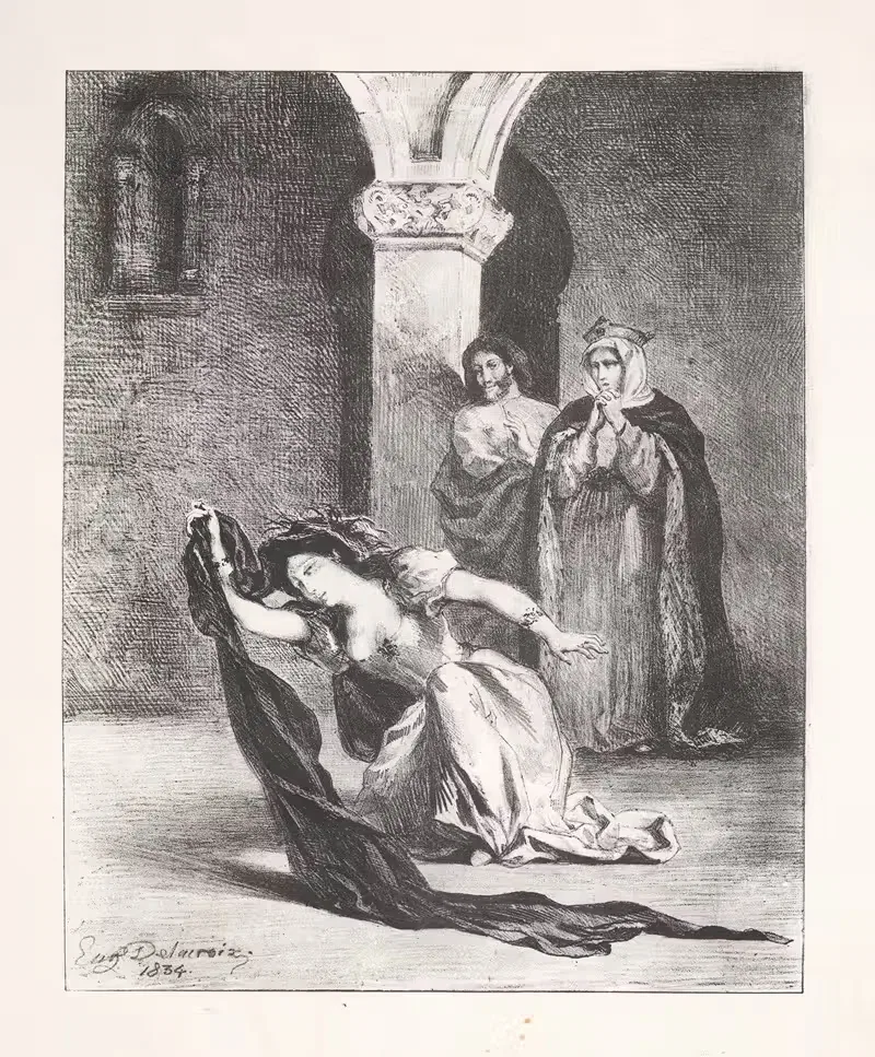 Ophelia's madness (Act IV, scene v) — Eugène Delacroix