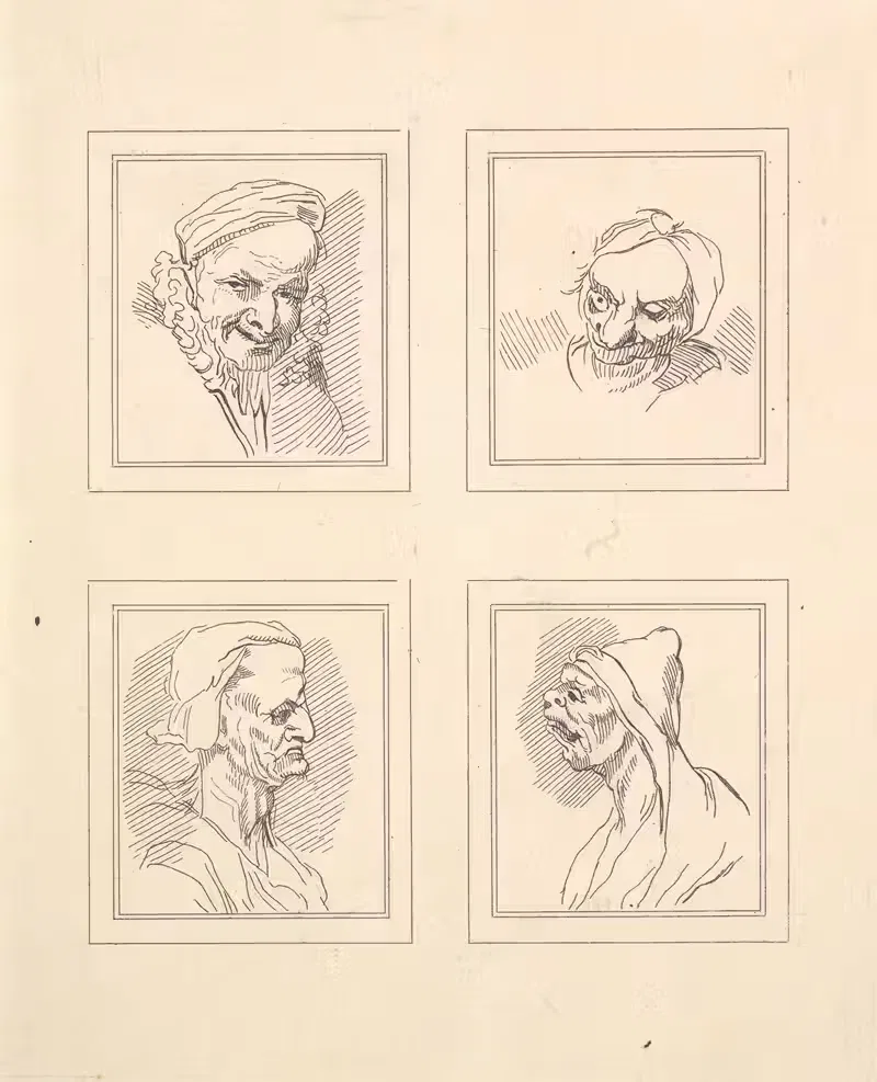 Characaturas by Leonardo da Vinci Pl.18 — Wenceslaus Hollar
