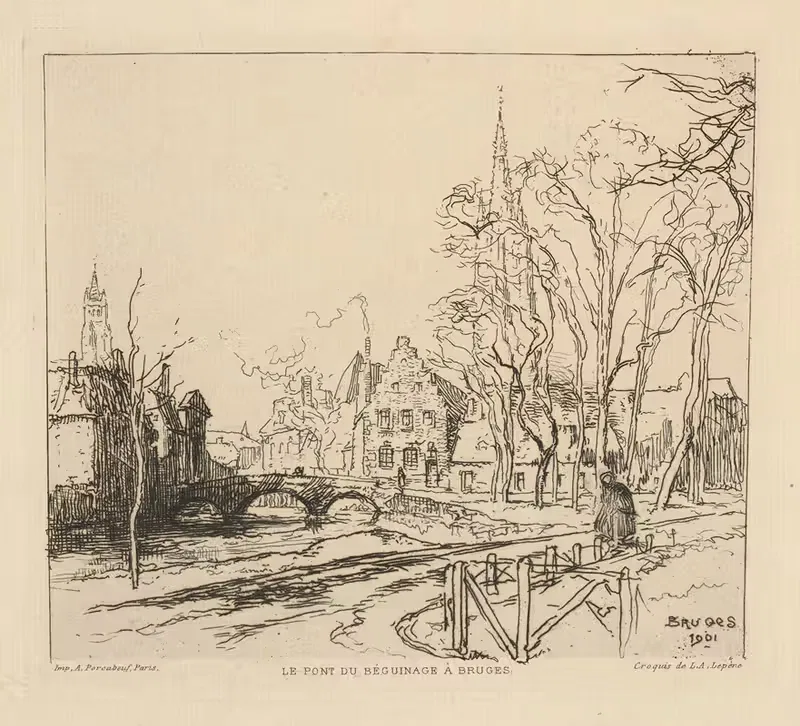 The Beguine Bridge in Bruges — Auguste Louis Lepère