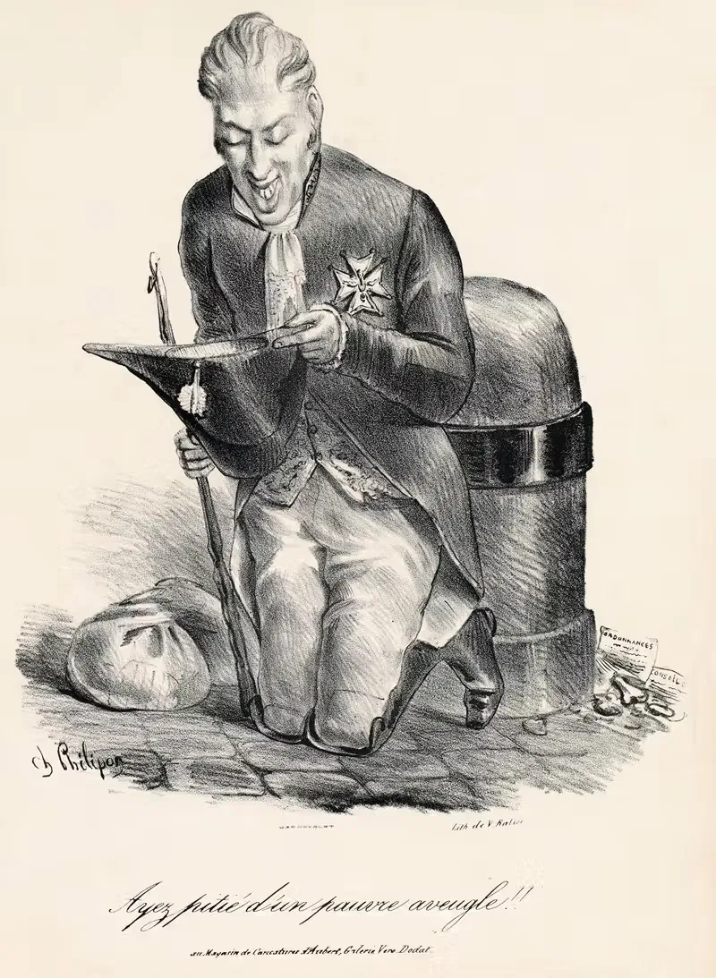 Пожалейте бедного слепца by Шарль Филиппон, 1830 — digital art print download
