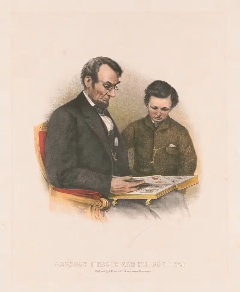 Авраам Линкольн и его сын Тэд by Луи Пранг и Ко, 1860-1880 — digital art print download