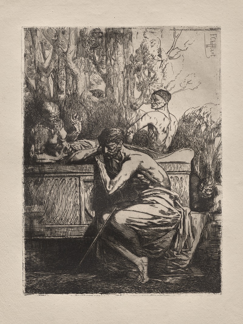 Meditation by Франсуа-Николя Шиффлар, 1865 — digital art print download