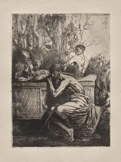 Meditation by Франсуа-Николя Шиффлар, 1865 — digital art print download