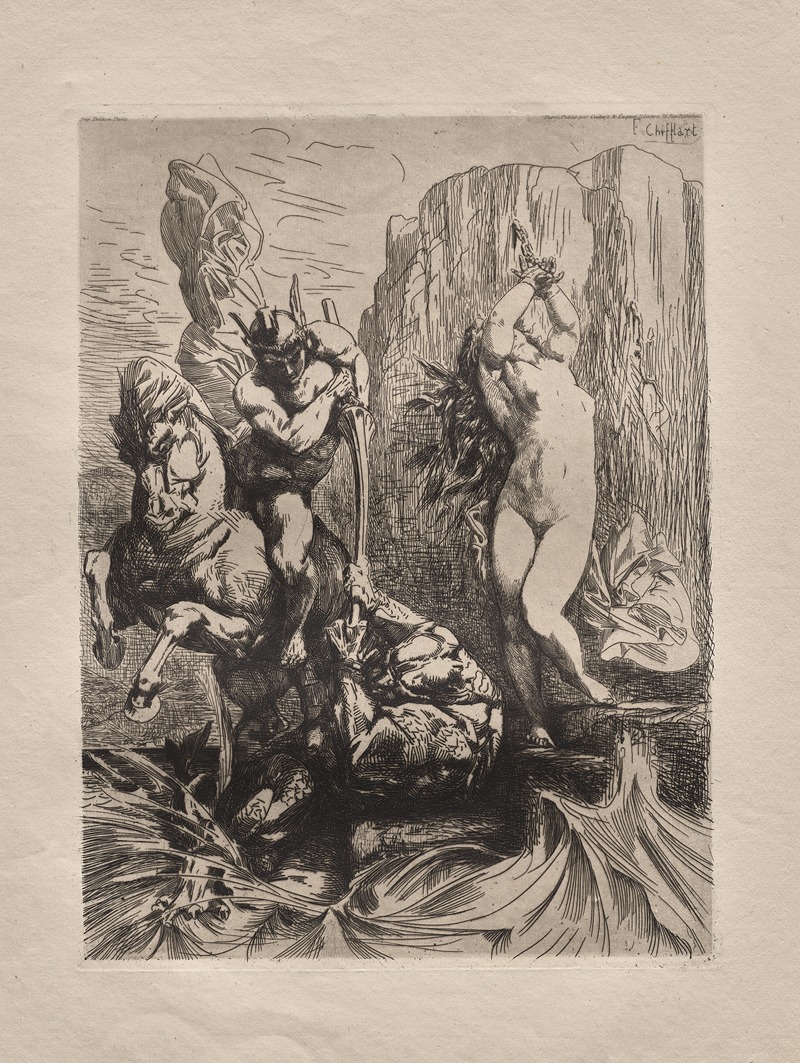 Perseus and Andromeda by Франсуа-Николя Шиффлар, 1865 — digital art print download