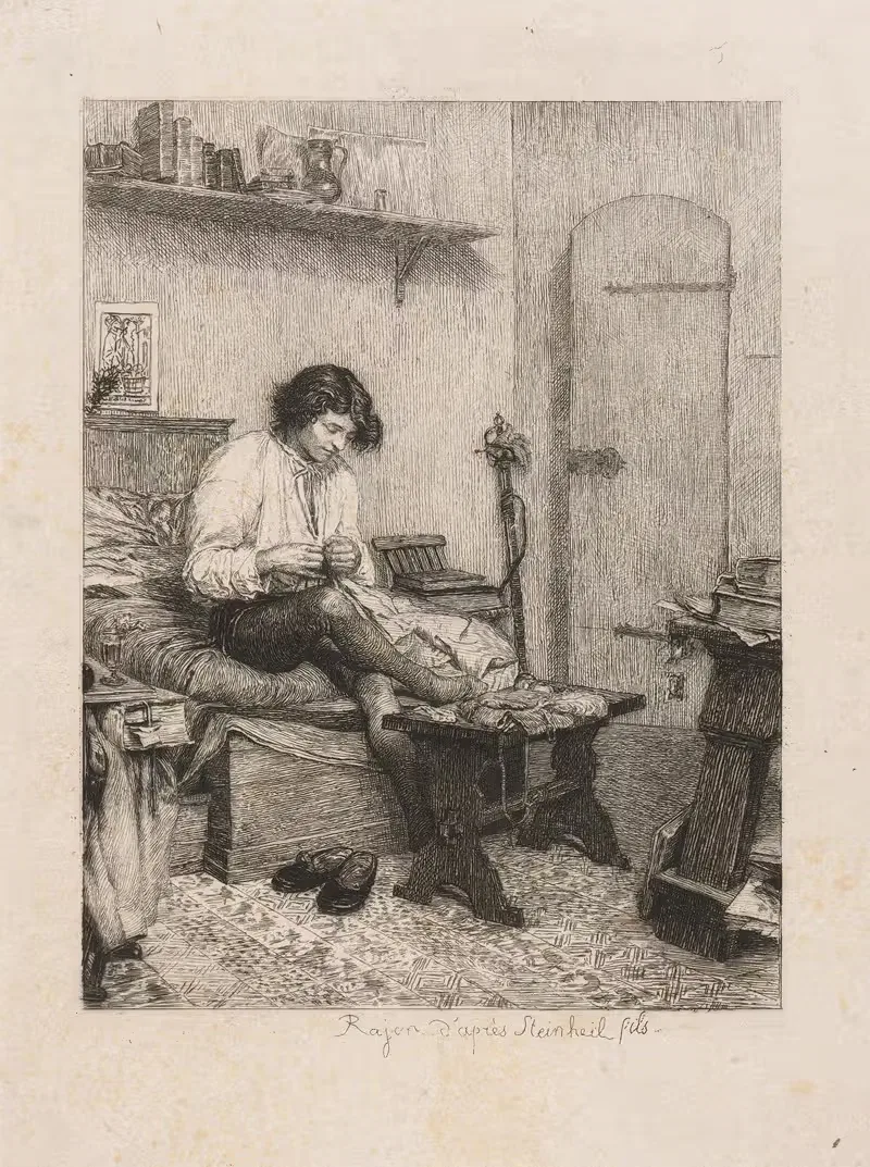 Бедный студент (L'etudiant pauvre) by Поль Адольф Ражон, 1842-1843 — digital art print download