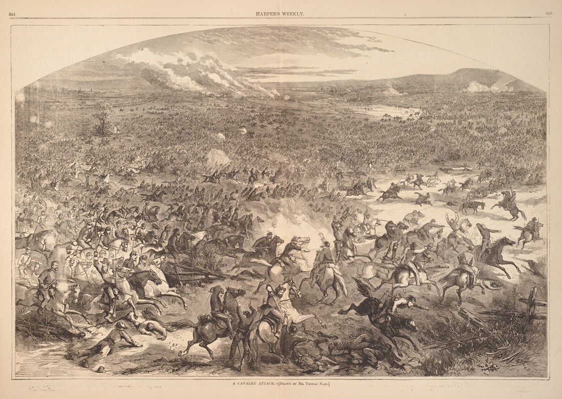 A cavalry attack by Thomas Nast, 1863 — digital art print download