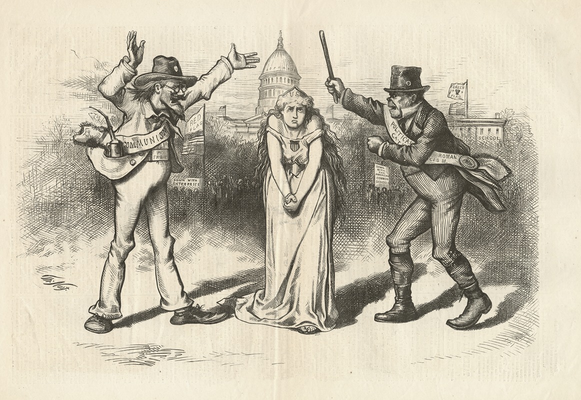 Between two evils by Thomas Nast, 1874 — digital art print download