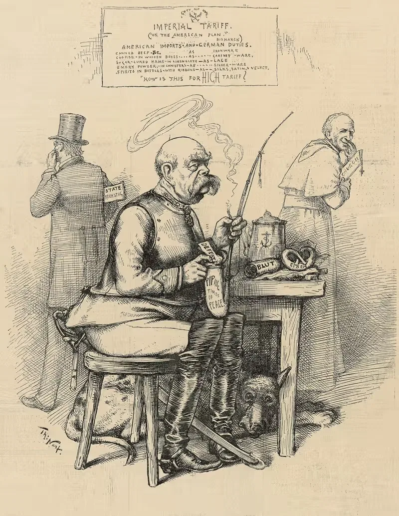 Bismarck putting it in his pipe to smoke — Thomas Nast