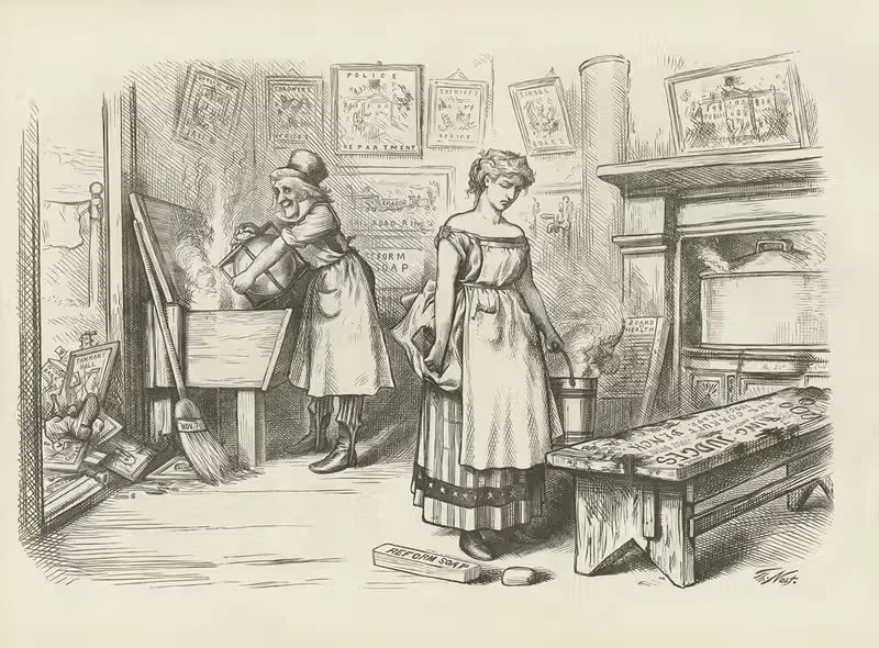 Let the good work (house-cleaning) go on. — Thomas Nast