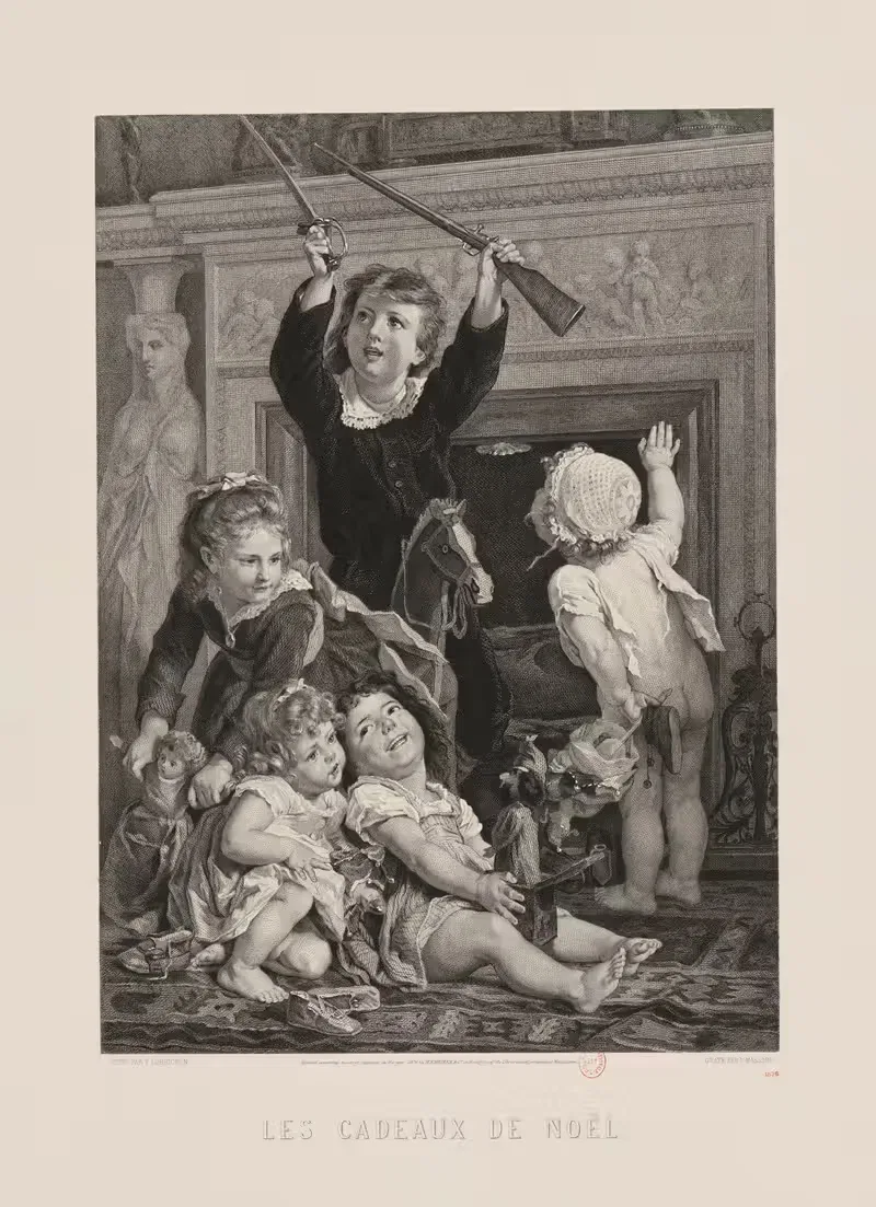 Рождественские подарки by Тимолеон Лобришон, 1876 — digital art print download