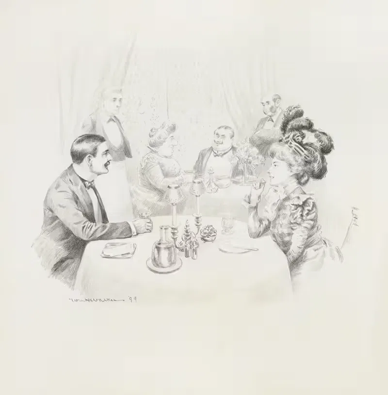A couple eat at a fine restaurant. — William Henry Walker