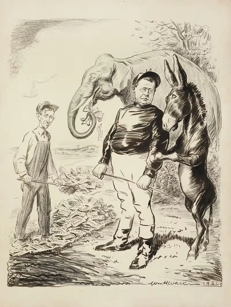 Quit talking about how much the elephant gets by William Henry Walker, 1920 — digital art print download