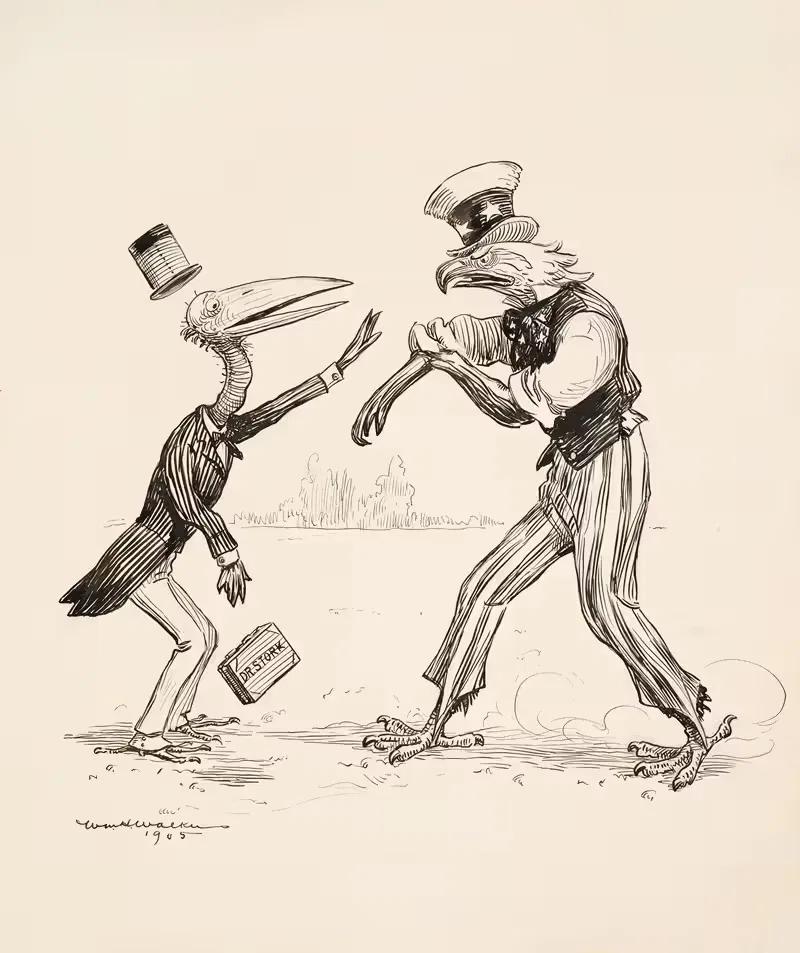 The American Eagle prepares to fight a scared Dr. Stork. — William Henry Walker