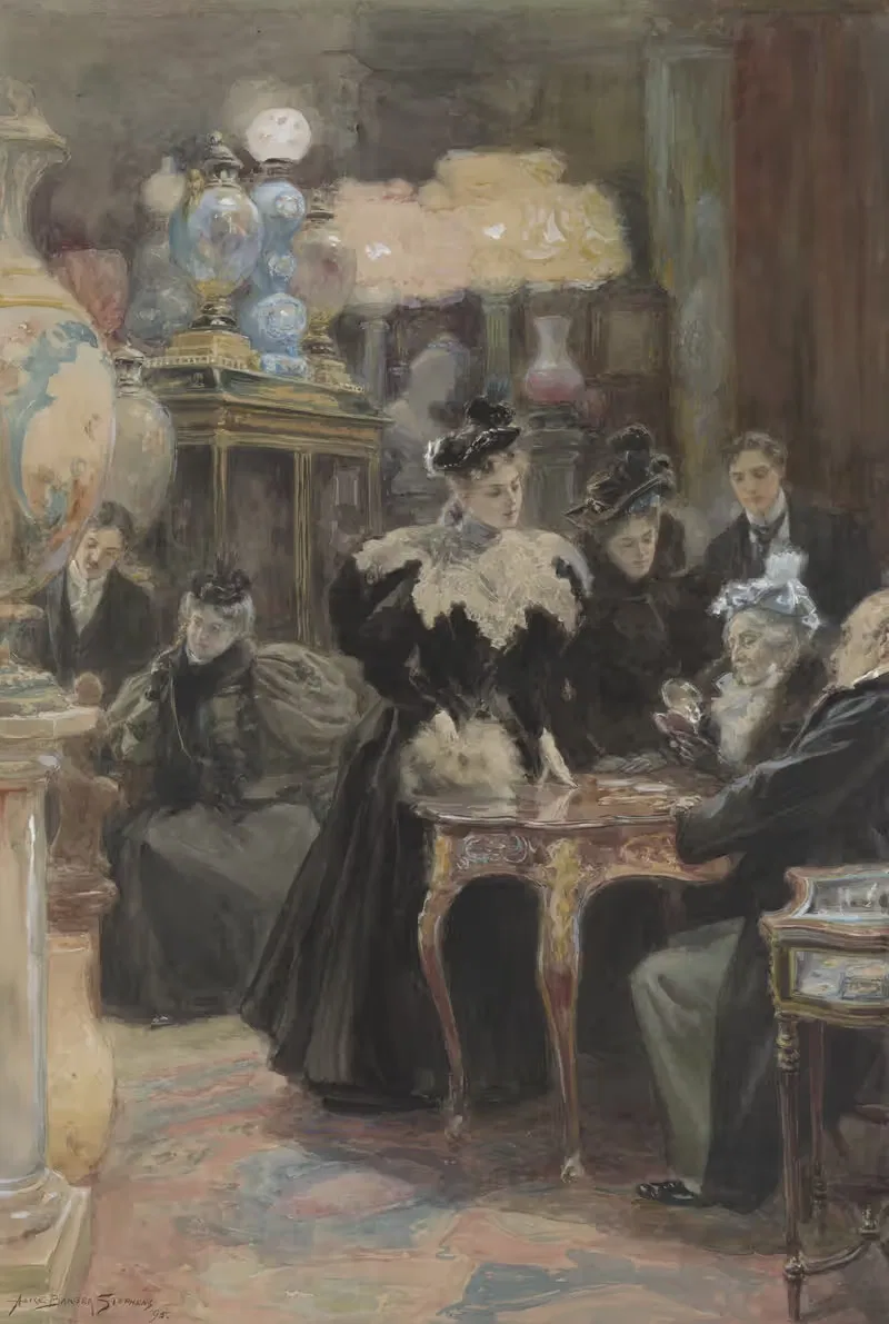 Selecting miniatures, old store, Bailey, Banks, Biddle, Philadelphia — Alice Barber Stephens