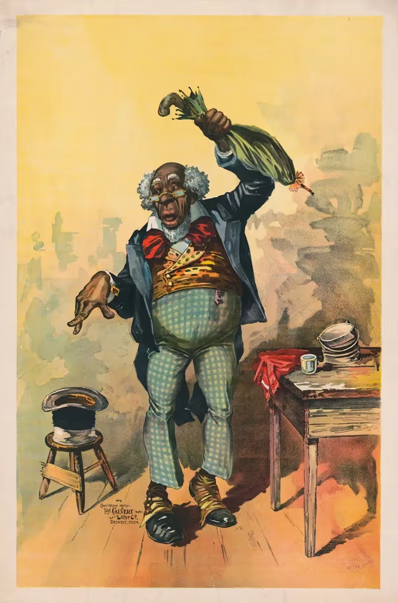 Старик с зонтом и цилиндром by Кэлверт Литографическая Компания, 1890 — digital art print download