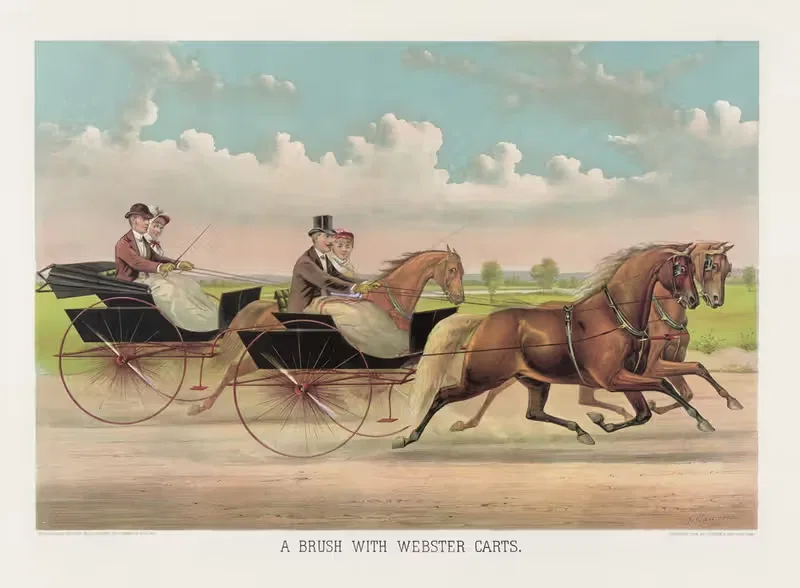 A brush with Webster Carts by Currier & Ives., 1884 — digital art print download