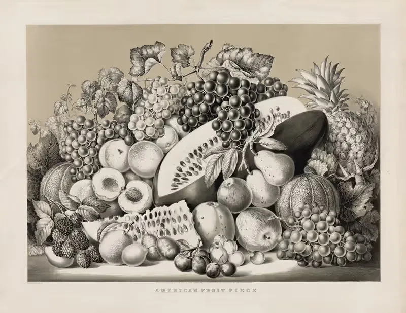 American fruit piece by Currier & Ives., 1859 — digital art print download