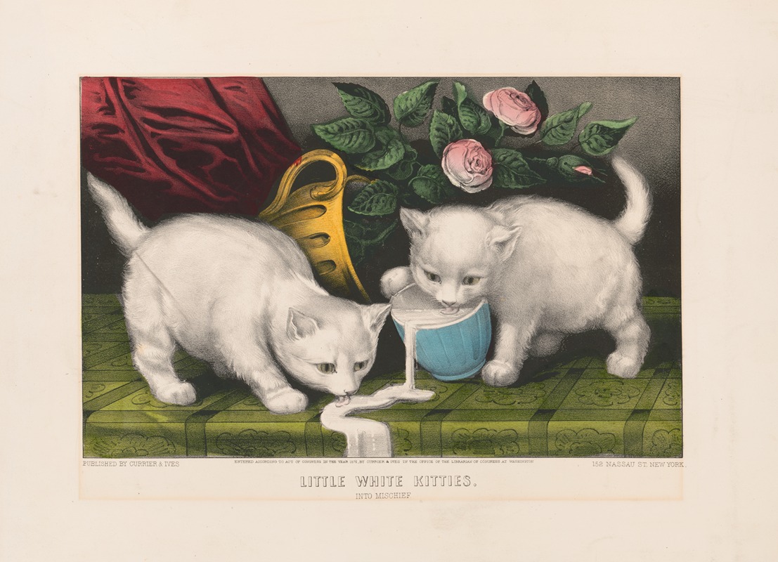 Little white kitties; into mischief — Керриер и Айвс