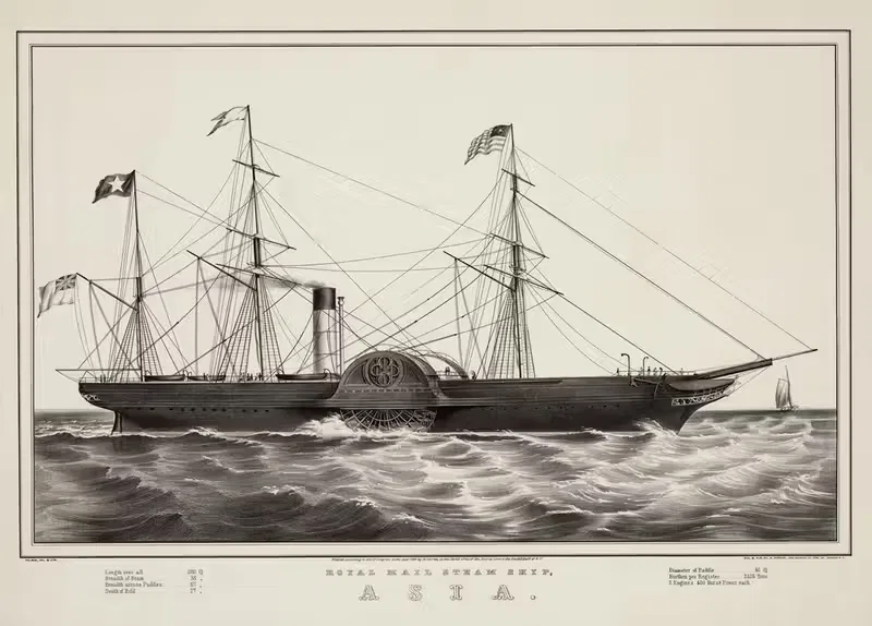 Королевское почтовое пароходство, Азия by Керриер и Айвс, 1851 — digital art print download