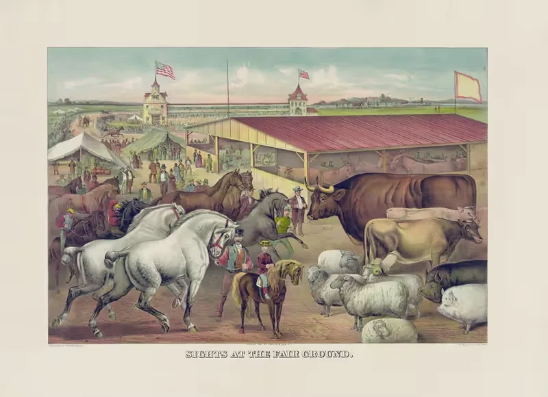 Достопримечательности на ярмарке. by Керриер и Айвс, 1888 — digital art print download