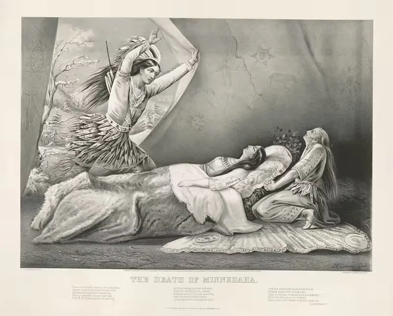The death of Minnehaha — Currier & Ives.