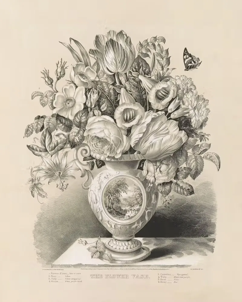 The flower vase by Currier & Ives., 1859 — digital art print download