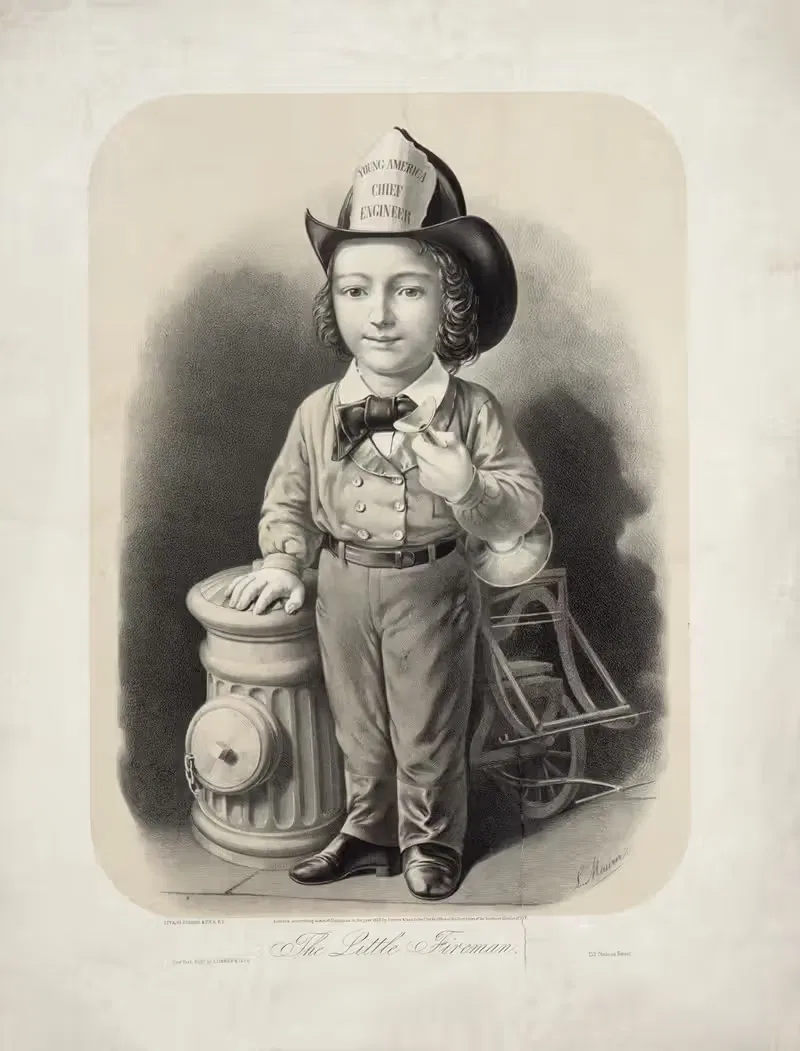 Маленький пожарный by Керриер и Айвс, 1857 — digital art print download