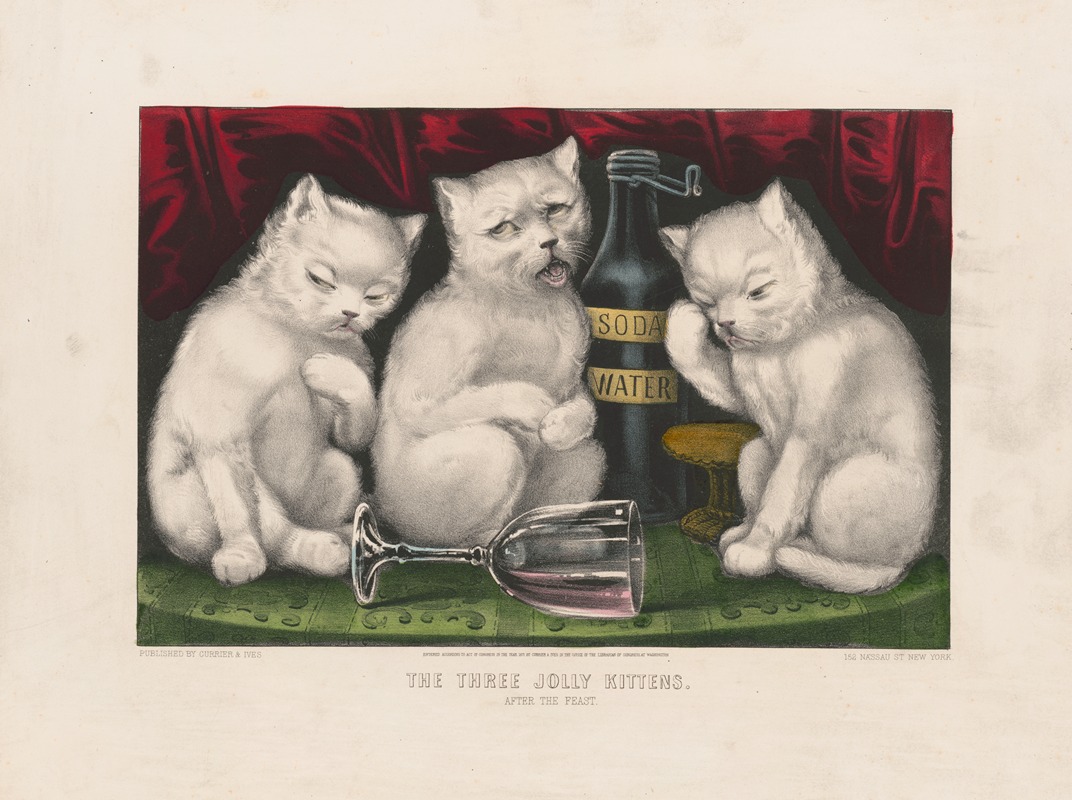 The three jolly kittens – after the feast — Керриер и Айвс
