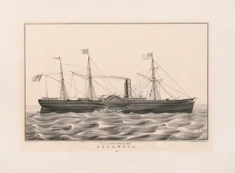 Почтовый пароход США Атлантик by Керриер и Айвс, 1850 — digital art print download