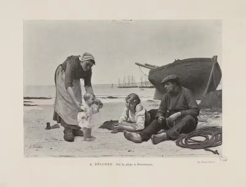 Sur la plage à Douarnenez by François Alfred Delobbe — digital art print download