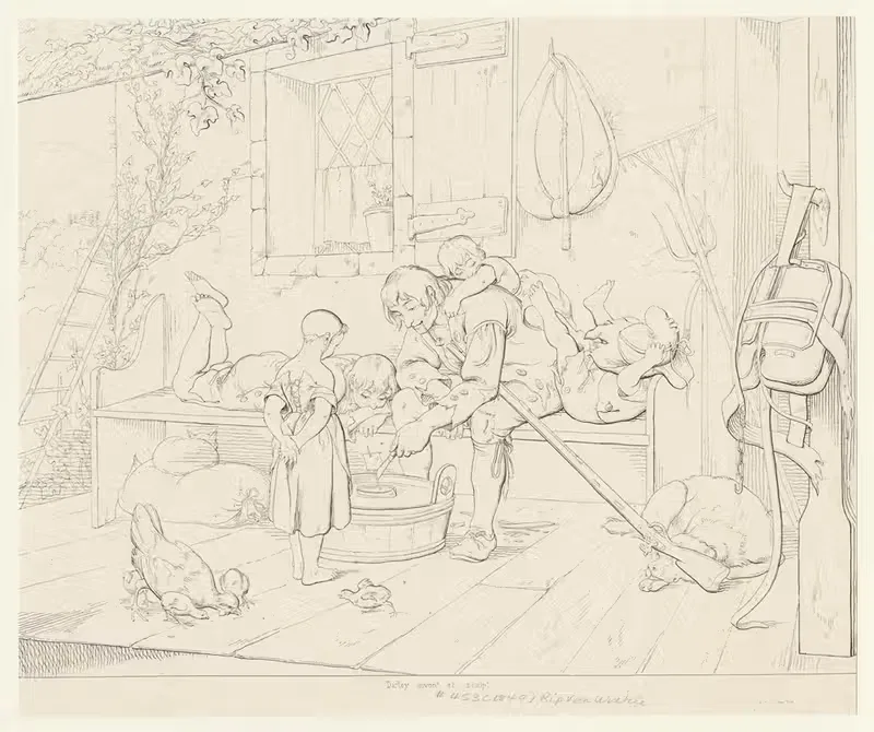 Rip playing with the village children — Felix Octavius Carr Darley