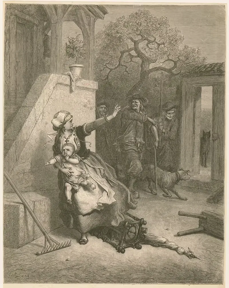 Волк, мать и ребенок by Гюстав Доре, 1860-1869 — digital art print download